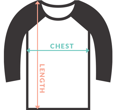 Unisex Baseball Tee size chart