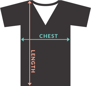 Unisex Cotton V-Neck Tee size chart